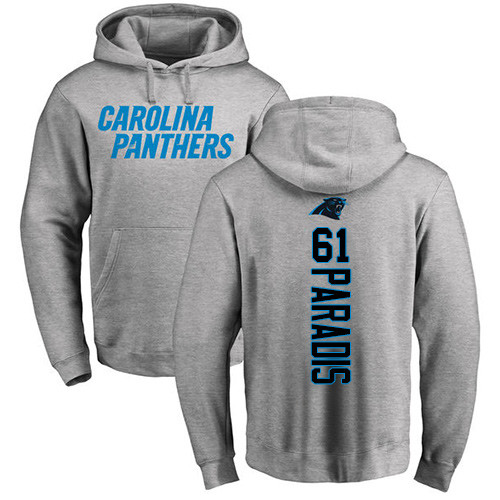 Carolina Panthers Men Ash Matt Paradis Backer NFL Football #61 Pullover Hoodie Sweatshirts->carolina panthers->NFL Jersey